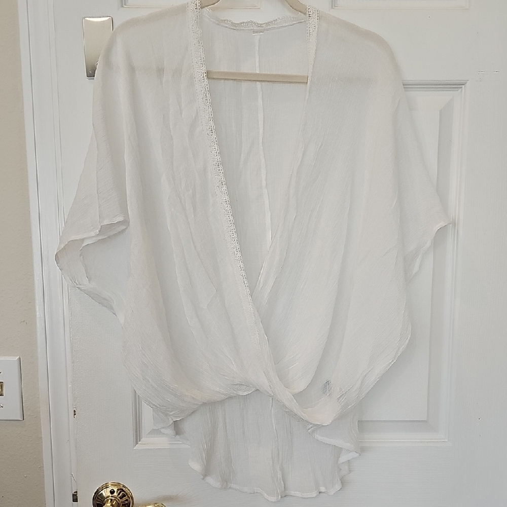 Elegant Sheer White Kimono Cardigan